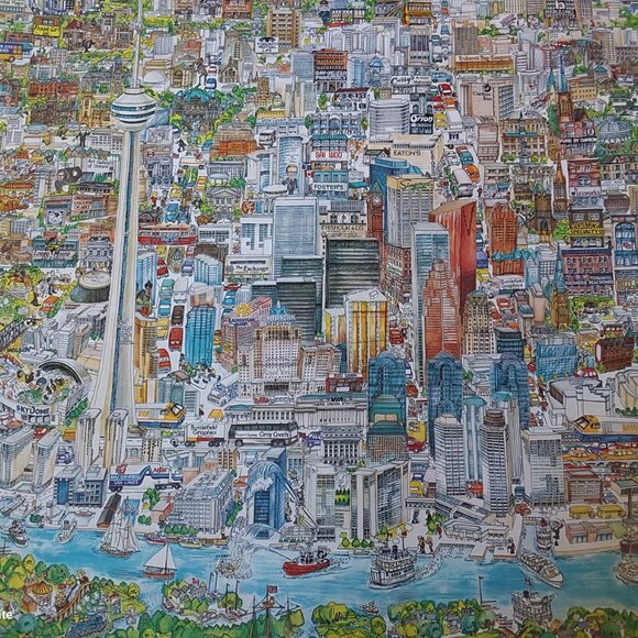 Vintage 1989 Toronto poster by Tom Dodds landmarks and businesses 101 x 71 cm - Picture 6 of 12